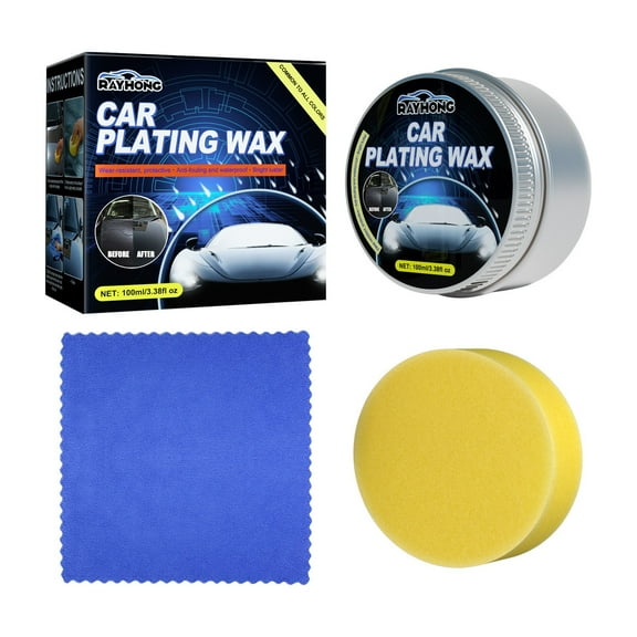 Blasgw Car Wax Crystal Plating Set, Car Coating Wax Hard Glossy Carnauba Wax Coating, Car Scratches Fast Repair With Waxing Sponge And Towel multicolor