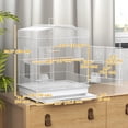 thumbnail image 3 of PawHut 23" Bird Cage for Finches Canaries, Budgies, Parrot w/ Handle White, 3 of 10