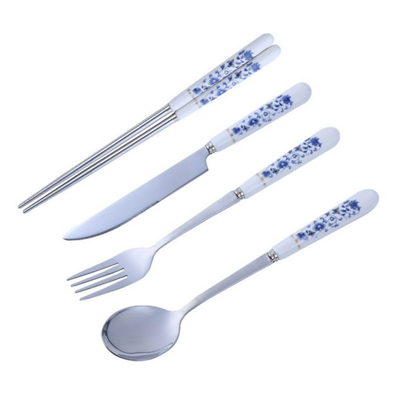 Soimiss White Porcelain Handle Stainless Steel Set for Home 1 Set