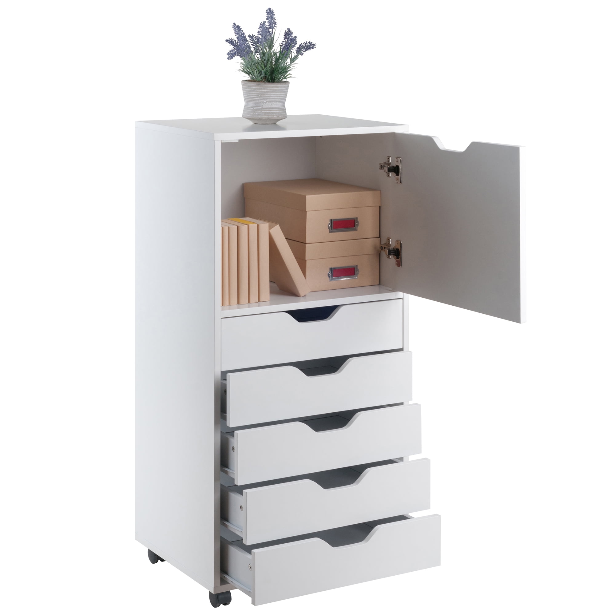 Winsome Halifax 5 Drawer Storage Mobile Cabinet 10616, White Finish