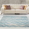 thumbnail image 2 of Ladole Rugs Sustainable Contemporary Trellis Machine Made Area Rugs Carpets in Ivory-Turquoise, 2 of 4