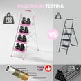 thumbnail image 3 of 4 Step Ladder, 900lbs Sturdy Step Stool with Handrail, Anti-Slip Wide Pedals, Foldable Stepladder for Home, Garage, Garden, Household, Pink, Pass 900LBS Testing, 3 of 14