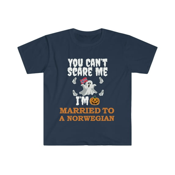 Can't scare me Married to a Norwegian Unisex T-shirt S-3XL Halloween Norway