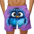 thumbnail image 2 of BRGZLK Mens Beach Shorts Summer Drawstring Waist Funny Cute Bird Emoji Print Summer Swim Trunks Novelty Beachwear Sports Vacation Shorts with Pockets, 2 of 6