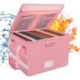 thumbnail image 1 of Pack Pink Collapsible Fireproof & Water- File Storage Box with Lock  Zipper Closure  Holds Up to Pounds  Ideal for Home Office & Document Organization, 1 of 6