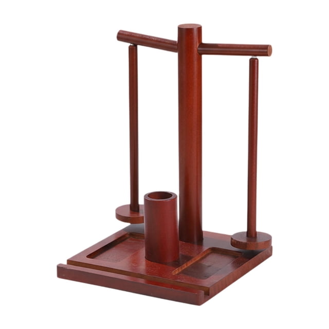 Soporte de madera para hilo, dispensador portátil de hilo para tejer a ganchillo y a dos agujas. Marrón
