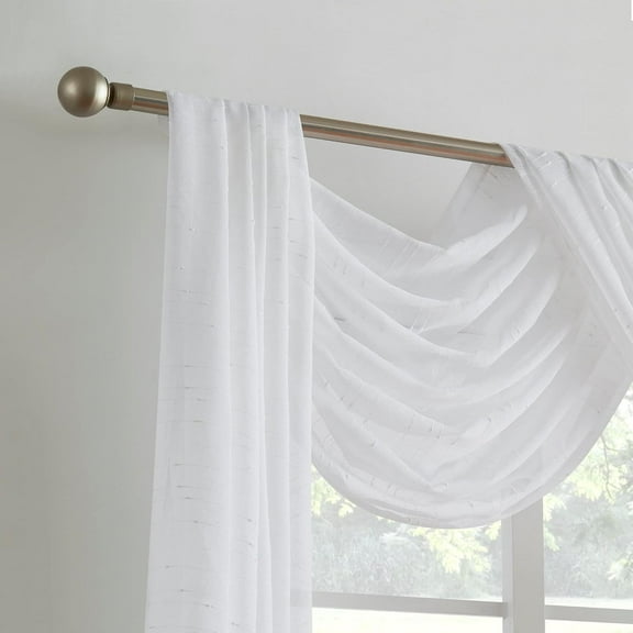 WARM HOME DESIGNS Luxury White Window Scarf with Dotted Stripes Pattern for Living Room, Kitchen or Bedroom. JN 144 WHITE