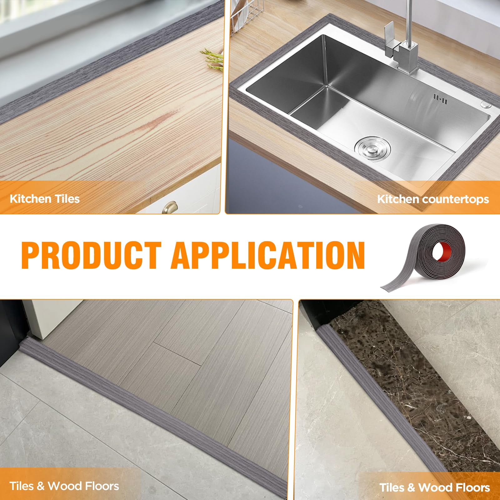 Floor Transition Strip Vinyl Self Adhesive Threshold Carpet Edge Wood To Tile Laminate Flooring Gaps And Doorway Cover Flat Divider Peel Stick Trim (gray  5cm 20ft)