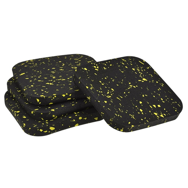 Unique Bargains Treadmill Mat-3.9'x3.9' Exercise Equipment Mat for Floor Protection Sound Reduction, Black Yellow 4 Pack