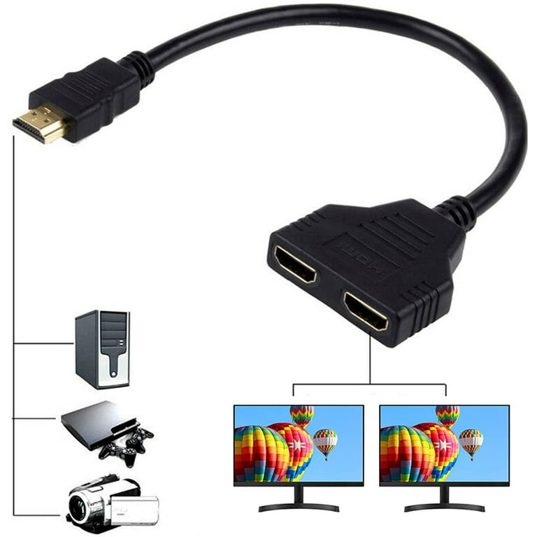 HDMI Splitter Adapter Cable HDMI Male 1080P to Dual HDMI Female 1 to 2 Way  HDMI Splitter Adapter Cable for HDTV HD, LED, LCD, TV, Support Two TVs at