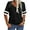 Black, variant on Stripe Sleeved Women Summer Casual V-neck T-shirt Loose Simple Tops