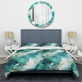 thumbnail image 3 of Designart "Marbled Pattern Of Alluring Emerald Oceanic Essence" Green Marble Bedding Covert Set - Glam Bed Set With 2 Shams, 3 of 5