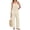 Beige, variant on 2 Piece Linen Set Summer Travel Beach Vacation Outfit Sexy Spaghetti Strap Tank Top and Pants with Pockets