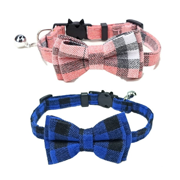 2piece kitten collar plaid cat collar with detachable bowknot cat collar for kittens Walmart.ca