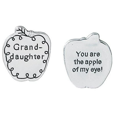 - Pocket Token Charm Gift for Granddaughter - You Are the Apple of My Eye! - Apple Shaped Engraved Metal - 1.25 Inch