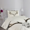 thumbnail image 2 of Ambesonne Antlers Quilted Coverlet 2 Pcs, Deer Skull Skeleton, Twin Size, Warm Taupe Pale Grey, 2 of 4
