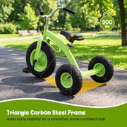 Gymax Kids Tricycle w/15 Inch Inflatable Rubber Tires Adjustable Handlebar & Seat Green