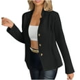 thumbnail image 2 of Dazajoo Notch Lapel Blazer Women Business Casual Long Sleeve Button Down Suit Jacket Lightweight Office Work Blazers,Black,XXL, 2 of 6