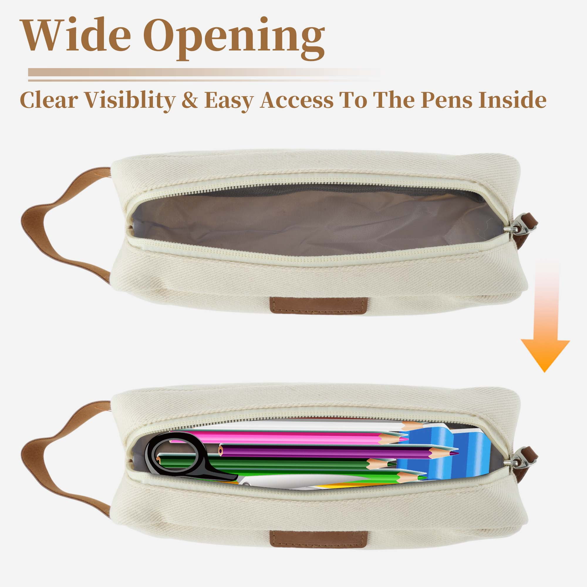 Unique Bargains Cotton Style Aesthetic Pen Bag Organizer Beige