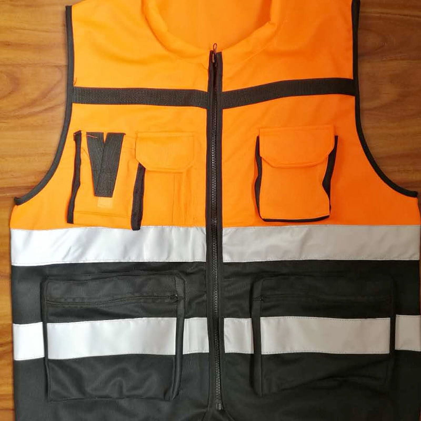 tooloflife Security Reflective Vest Jacket with 2 Pockets Visibility Reflective Stripes Size L/XL/XXL/XXXL