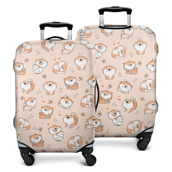Shibainu and Love Luggage Cover Fashion Suitcase Cover Baggage Covers Fit 25-28 Inch Luggage (Go Travel)