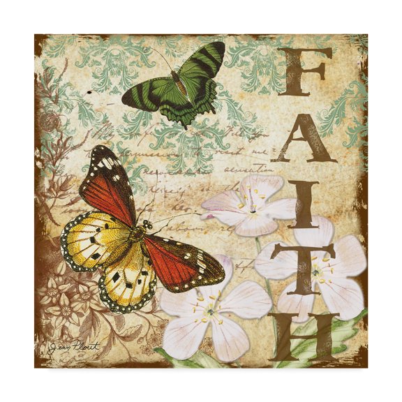 Trademark Fine Art 'Inspirational Butterflies Faith' Canvas Art by Jean Plout