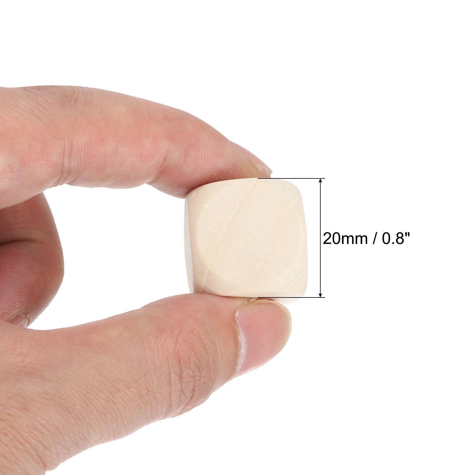 Uxcell 20mm Wooden Blank Dice, 120Pcs Unfinished 6 Sides Cube Dice with Round Corner