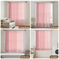 thumbnail image 5 of Pink Ombre Wood Sheer Curtains 72 Inch Length, Light Filtering Voile Curtain Panel, Farmhouse Vintage Gradient Wooden Rod Pocket Drapes Window Treatments for Living Room Bedroom 52"x72", 5 of 9