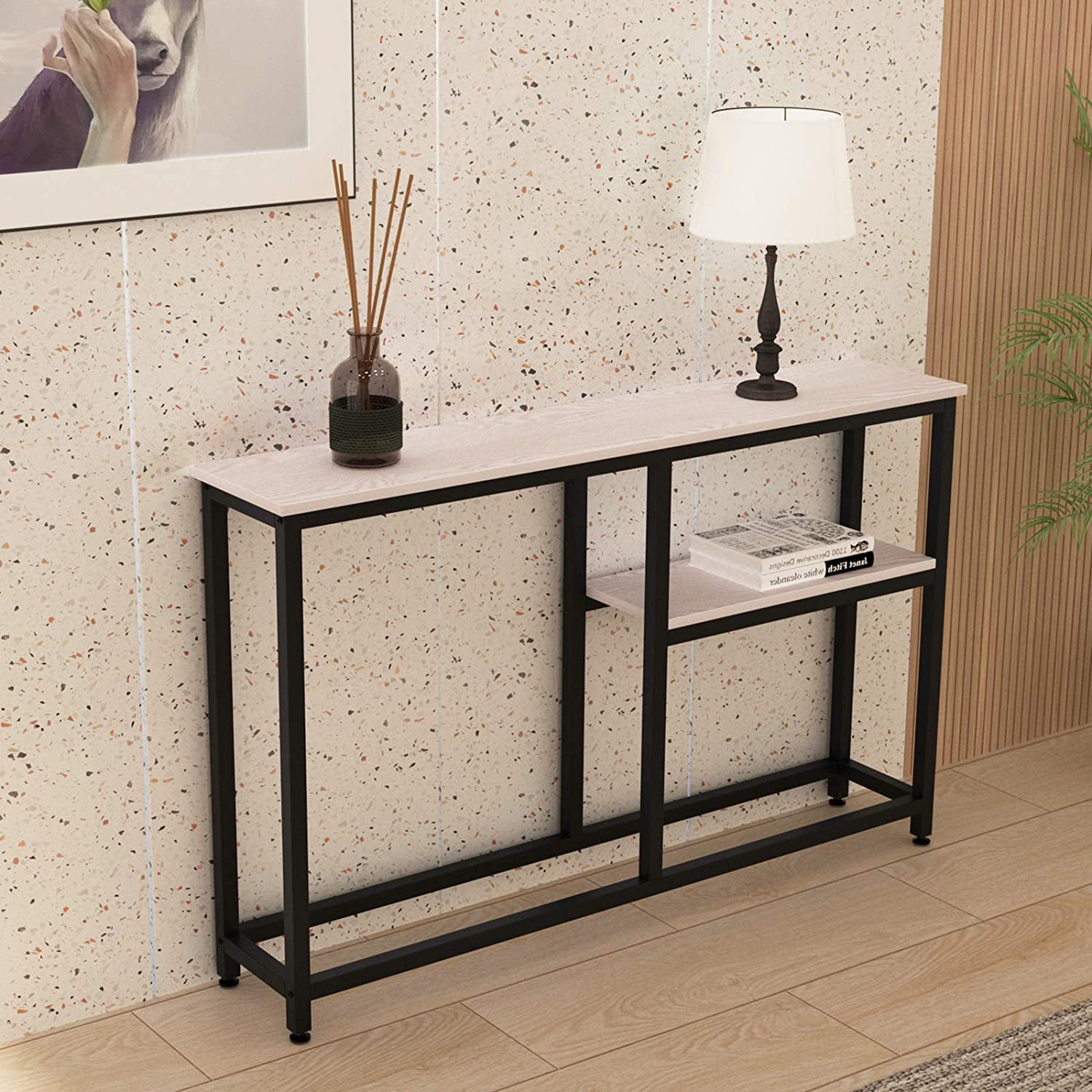 soges Console Table Hallway Entryway Table with Shelf Living Room Bedroom Desk Storage Shelves DX-122