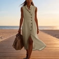 thumbnail image 6 of Shihyeh Linen Dresses for Women 2026 Casual Maxi Dress Lightweight Sleeveless Button Down Dresses V Neck Summer Beach Dresses, 6 of 6
