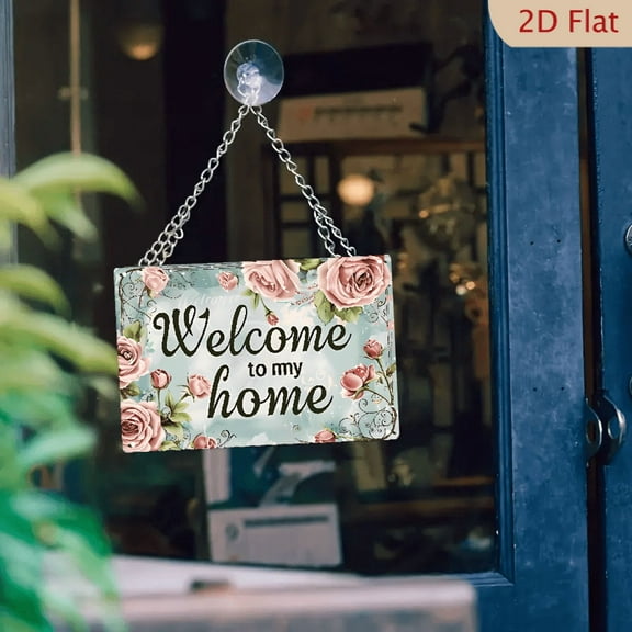 Charming Vintage 'Welcome to My Home' Metal Sign - 12*8 Inch Rustic Aluminum Wall Decor with Floral Design, Lightweight & Easy to Hang for Indoor_Outdoor Use - Perfect for Home, Cafe, Bar, Garage