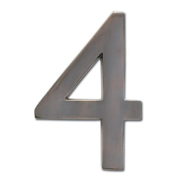 Architectural Mailboxes 3582DC Number 4 Solid Cast Brass 4 inch Floating House Number Dark Aged Copper - 4in.