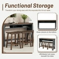 thumbnail image 4 of 4 PC Farmhouse Counter Height Dining Table Set with 3 Storage Space, 60" Dining Table & Saddle Stools, Console Kitchen Table Set with 3 Stools for Living Room Dining Room Kitchen Island, Walnut, 4 of 9
