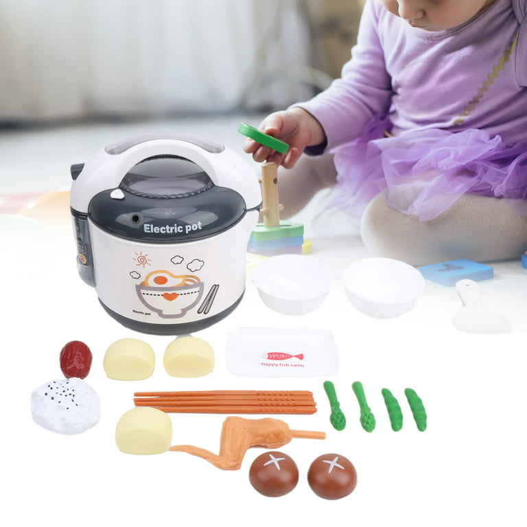 Pretend Play Kitchen Toy, DIY Decorative Rice Cooker Set Mini Electronic  Rice Cooker Toys With Voice For Cooking Appliances Gray 