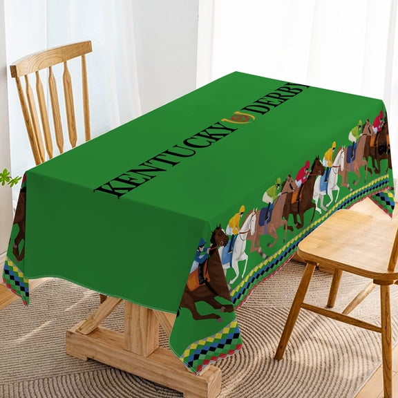 Kentucky Derby Tablecloth Churchill Downs Horse Racing Decoration Run for The Roses Table Cover Home Dining Room Kitchen Decor-60×84inch