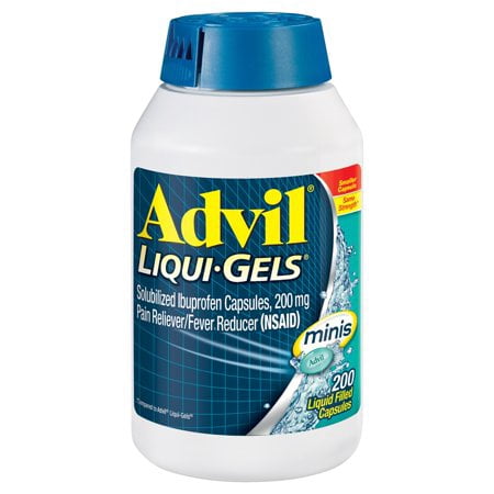 Advil Liqui-Gels Minis, 200 Count, Ibuprofen 200mg, Pain Reliever / Fever Reducer Liquid Filled Capsule, Fast Pain Relief For Headaches, Back Pain, and Muscle Pain, Easy to