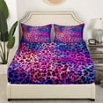 thumbnail image 3 of Erosebridal Cheetah Print Bed Sheets Set Full Size, Purple Bedding Full Size, Leopard Animal Sheet Set Full, Ultra Soft Bedroom Decorative, 4 Pieces, 3 of 7