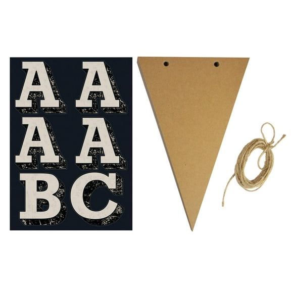 COSCO Chipboard Pennant Banner Kit, 18 Flags, Adhesive Letters, 8 feet Twine