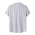 thumbnail image 2 of Camisas Hombre Vestir Camisa informal para hombre, camisa con estampado de rayas, camisa de manga corta con cuello vuelto y un solo pecho, Top holgado a la (Purple, L), 2 of 5