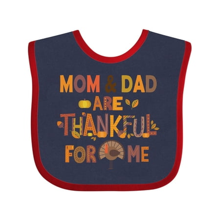 

Inktastic Mom and Dad Are Thankful for Me Thanksgiving Gift Baby Boy or Baby Girl Bib