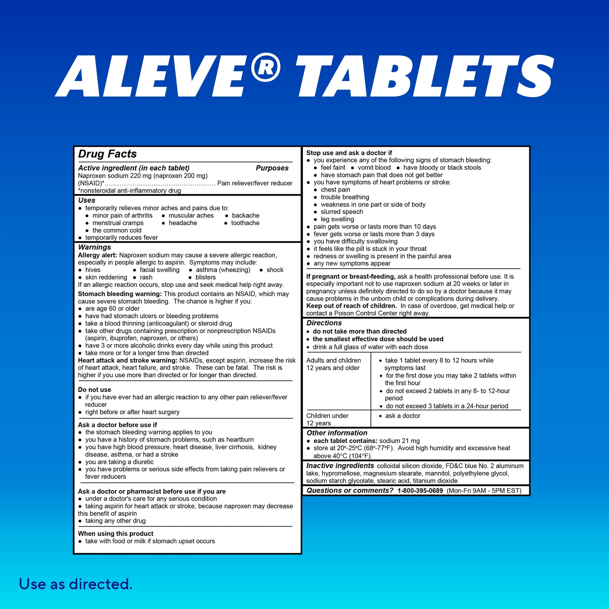 Aleve Pain Relief Tablets Easy Open Arthritis Cap, Naproxen Sodium, 200 Count