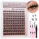 thumbnail image 1 of Kit de extensiones de pestañas Alice Wispy Lash Clusters, volumen de 6-18 mm, pestañas individuales rizadas CD, pestañas inferiores, pegamento y sellado, bricolaje en casa., 1 of 9