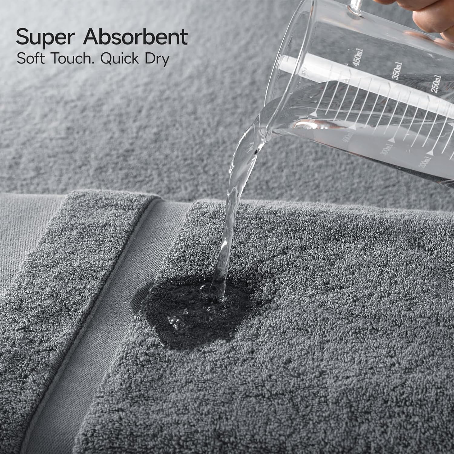 2-Piece 800GSM Oversized Cotton Bath Towels, 35x70in, Quick Dry, Ultra Soft, Super Absorbent, Grey