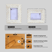 Handicrafts Home 4x6 Picture Frame, White Handmade Scallop pattern Bone inlay Photo Frame for Wall & Tabletop, Farmhouse Vintage Home Decor, Gallery Wall & Desk Decor, Family Picture Frame