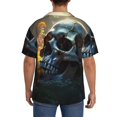 thumbnail image 3 of Pofeuu Flower Field Skull Print Mens Casual Short Sleeve Shirts Beach Summer Spread Collar Pocket Tops Men's Casual Short-sleeved Shirt-XX-Large, 3 of 5
