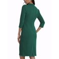 thumbnail image 3 of Vestido Midi de Manga 3/4 con Cuello Alto y Escote en V para Mujeres INSPIRE CHIC M Verde Oscuro, 3 of 7