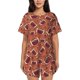 thumbnail image 1 of Fotbe American Football1 Conjunto de Pijama Estampado para Mujer, 2 Piezas, Ropa de Dormir con Camiseta de Manga Corta y Shorts Suaves-Small, 1 of 6