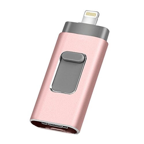 Developed for iPhone/iPad/PC/Mac/Samsung/Android Password/Touch ID for iOS External Storage Silver Official CleverDrive 128GB 3-in-1 USB Photo Stick & Flash/Thumb Drive