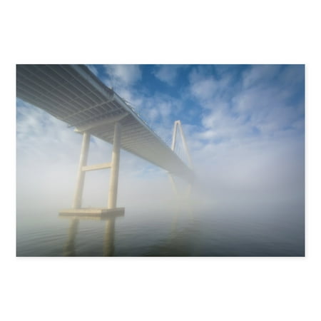 Charleston Gallery - NOIR Gallery Charleston South Carolina Bridge in Fog Canvas Wall Art