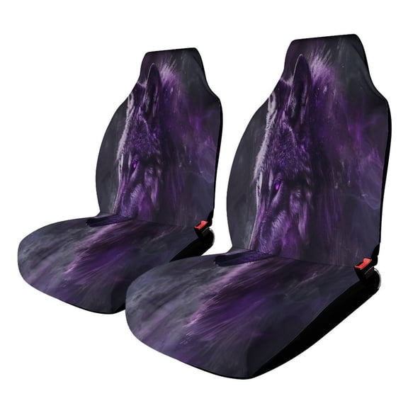 Beautiful Wolves Purple Car Seat Covers Front Seats Universal Fit for Cars SUV Truck Auto Interior Accessories